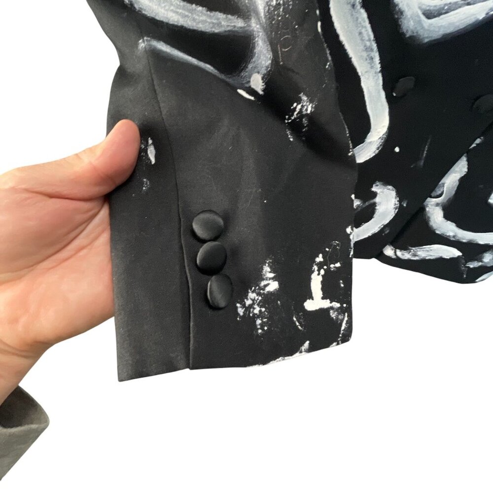 Hand-Painted Abstract Pattern Blazer Jacket Mens … - image 4